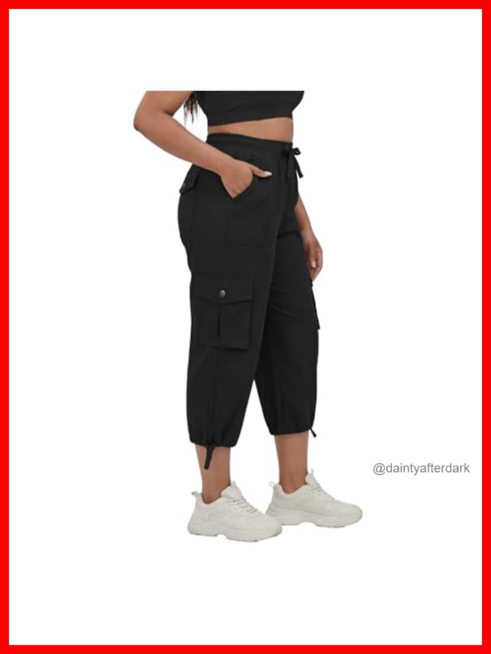 Plus Size Capris with Pockets Lightweight Stretch Pull-On Cargo Wide Leg